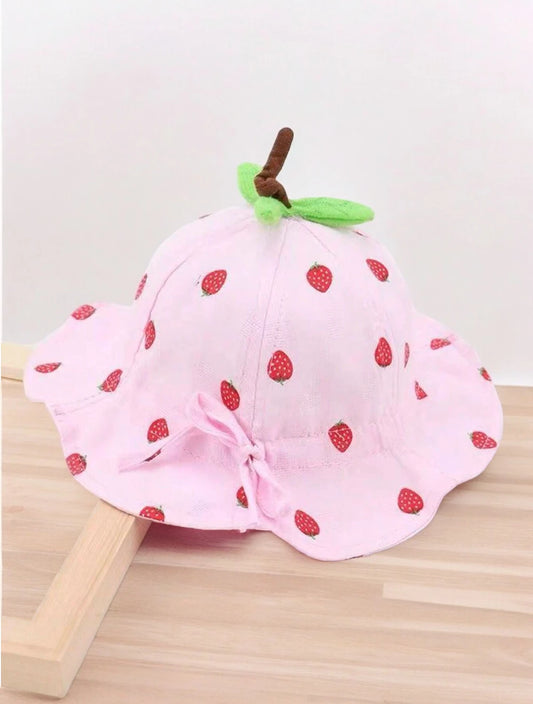 Baby Strawberry Shape Bucket Sun Hat
