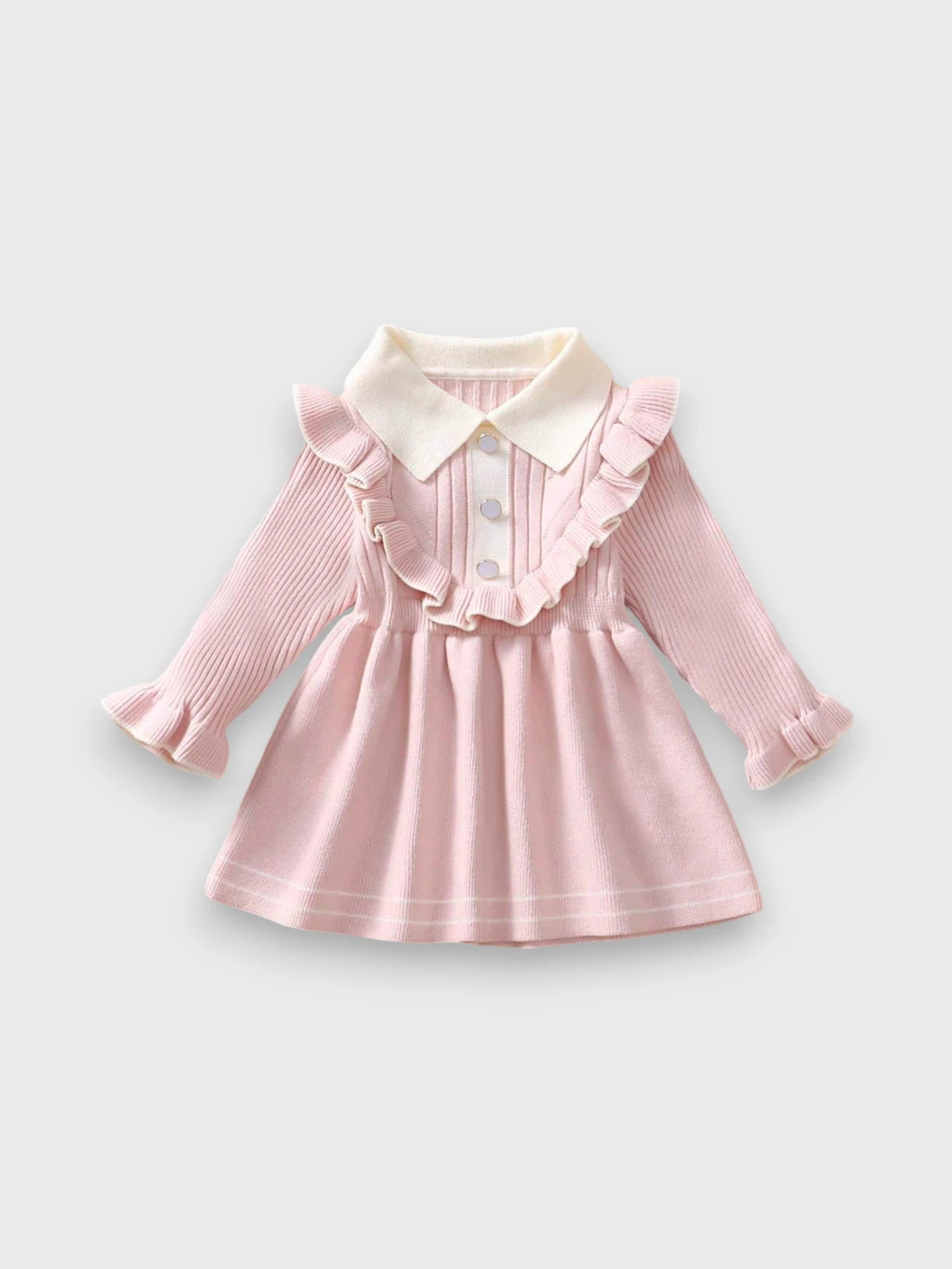 Baby Girl Ruffle Bib Knit Dress 9-12 months / Pink Baby Girl Ruffle Bib Knit Dress 9-12 months / Pink