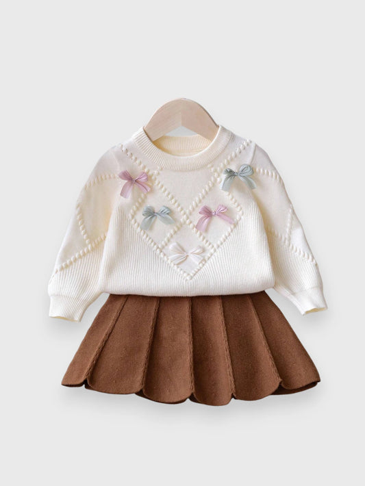 Baby Girl Bow Knit Sweater & Skirt Set