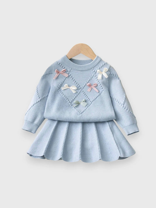 Baby Girl Bow Knit Sweater & Skirt Set