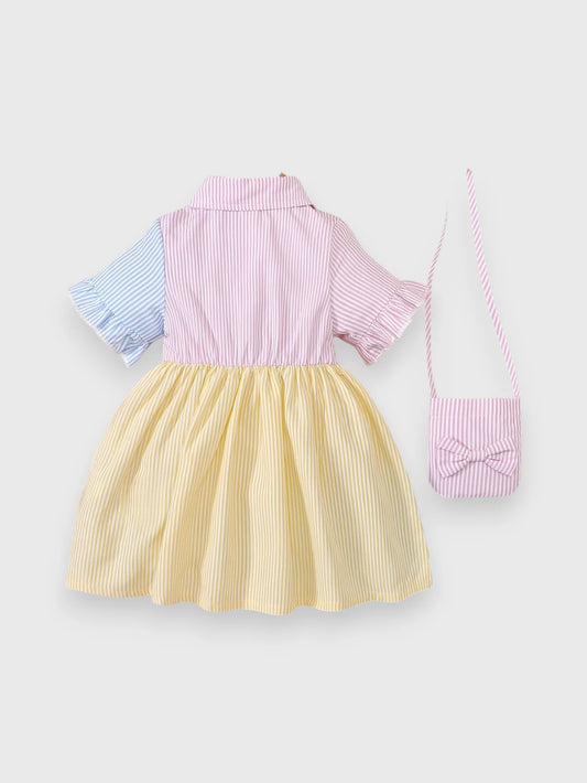 2 Pc Baby Girl Colorblock Shirt Dress