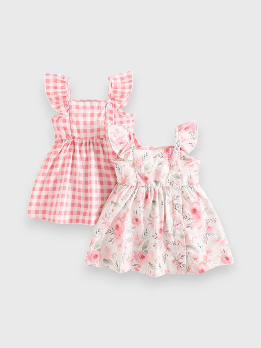 2 Pc Baby Girl Summer Print Dresses