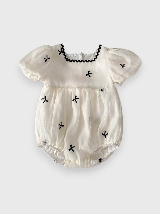 Baby Girl Bow Puff Sleeve Romper