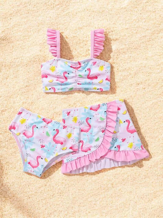3 Pc Baby Girl Flamingo Swimsuit