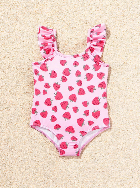 Baby Girl Strawberry Ruffle Swimsuit