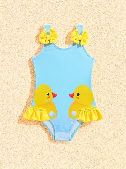 Baby Girl One Piece Rubber Ducky Swimsuit
