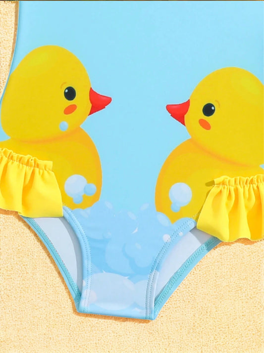 Baby Girl One Piece Rubber Ducky Swimsuit