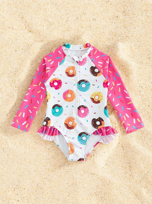 Girls Sprinkle Donuts One Piece Swimsuit