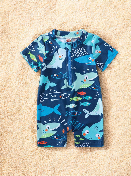 Baby Boy Cartoon Shark Romper Swimwear