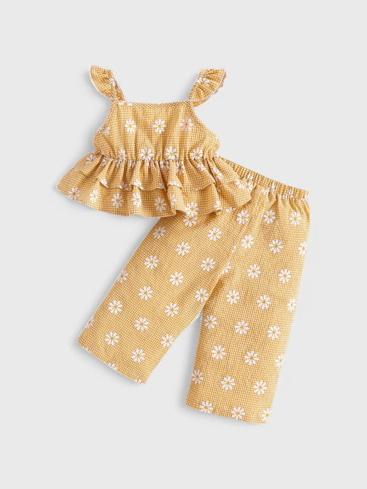 2 Pc Baby Girl Daisy Gingham Set