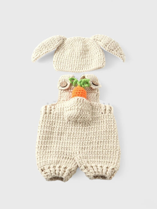 Newborn Baby Knit Bunny Overalls Costume