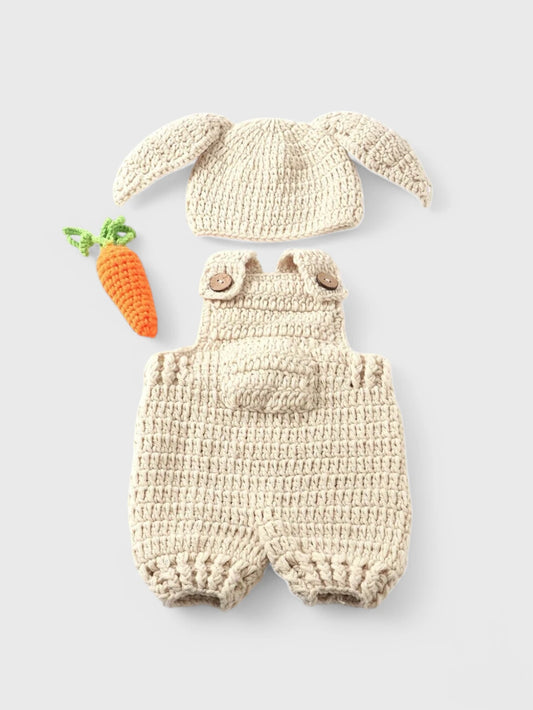 Newborn Baby Knit Bunny Overalls Costume