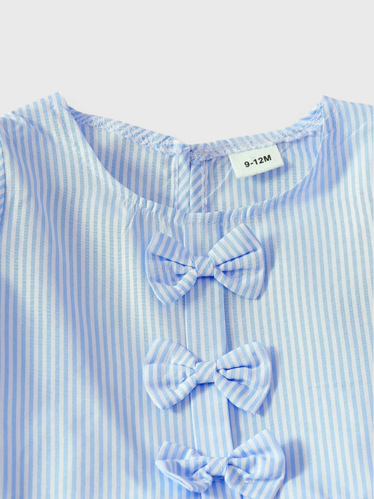 2 Pc Baby Girl Stripe Peplum Shirt Shorts Set