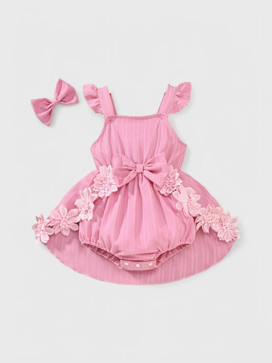 2 Pc Floral Trim Hilo Bodysuit Dress