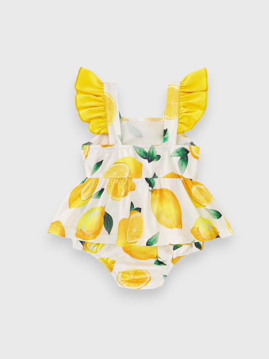 Baby Girl Lemon Print Bodysuit Dress