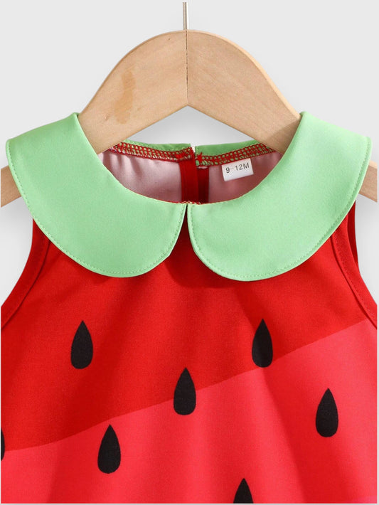 2 Pc Baby Girl Watermelon Dress with Bag
