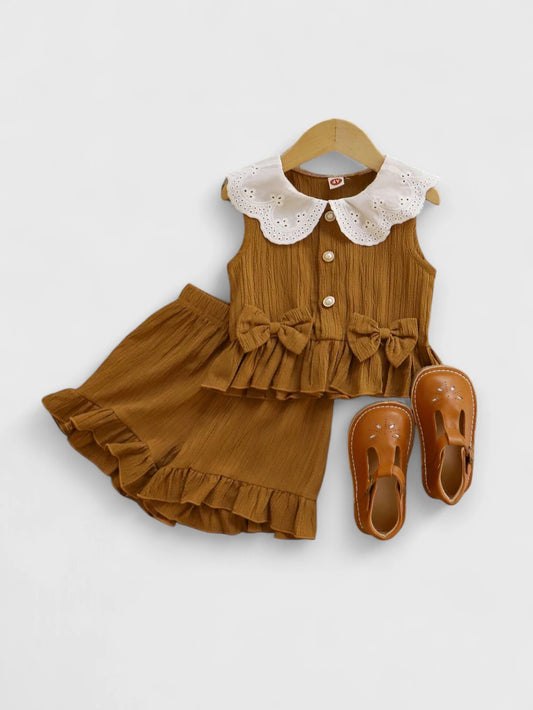 2 Pc Girls Peter Pan Scallop Collar Set