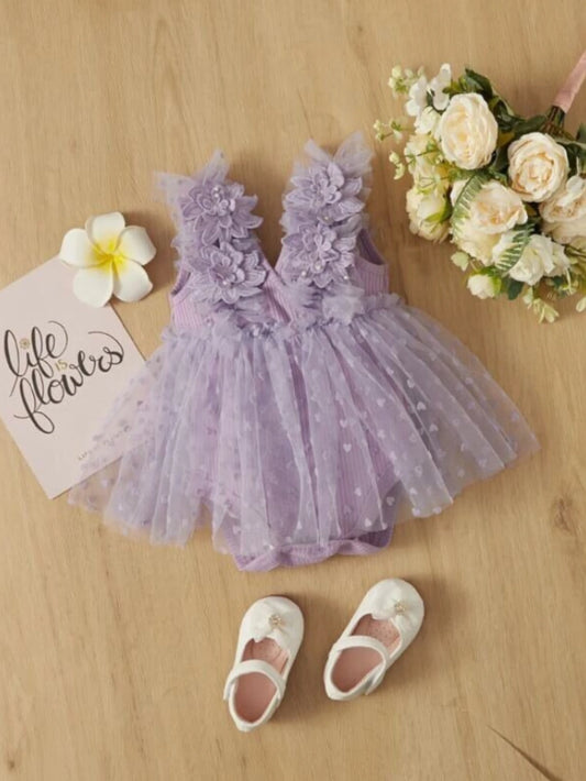 Baby Girl Flower Applique Tulle Dress