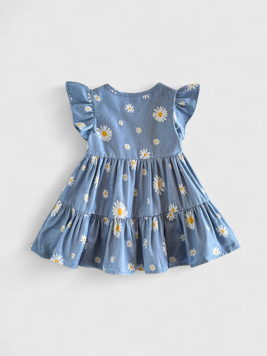 Baby Girl Daisy Denim Print Dress