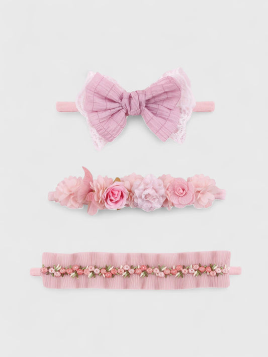 3 Pc Baby Girl Bow, Flower, Butterfly Headband Set