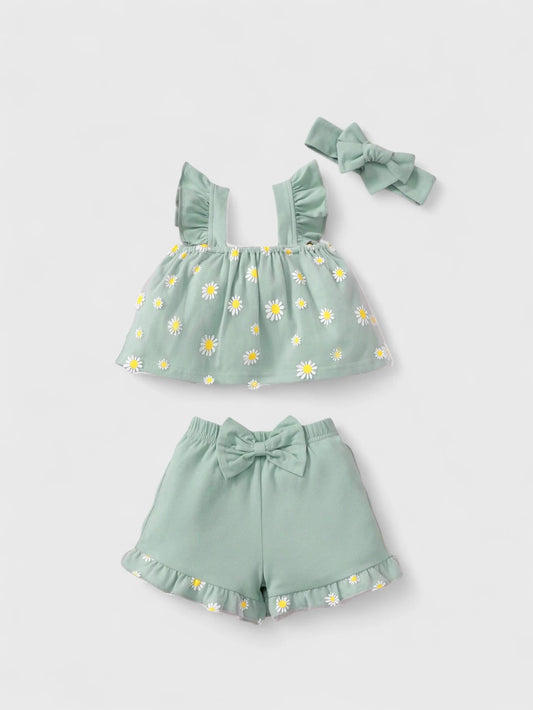 3 Pcs Baby Girl Daisy Cotton Set