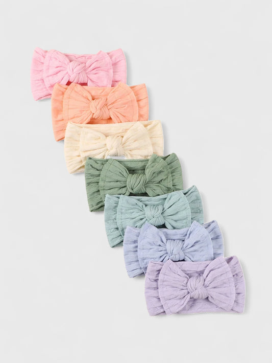 7 Pc Baby Girl Rainbow Wide Elastic Headband