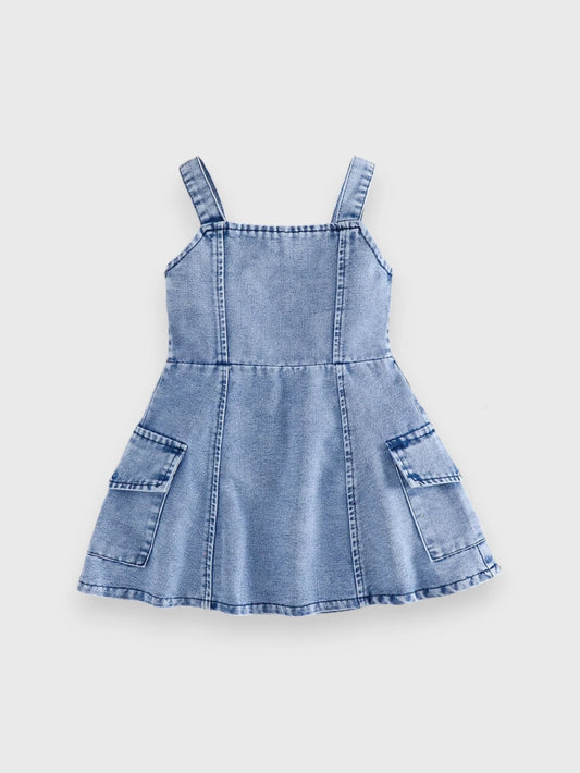 Baby Girl Cargo Pocket Denim Dress