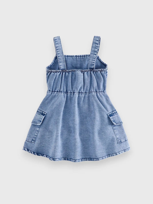 Baby Girl Cargo Pocket Denim Dress