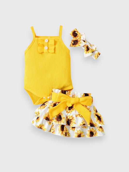 3 Pcs Baby Girl Cami with Tiered Skirt