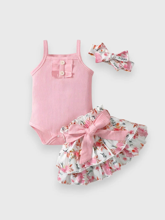 3 Pcs Baby Girl Cami with Tiered Skirt
