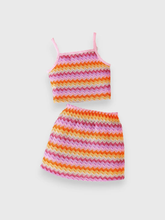 2 Pc Baby Girl Chevron Knit Daisy Set