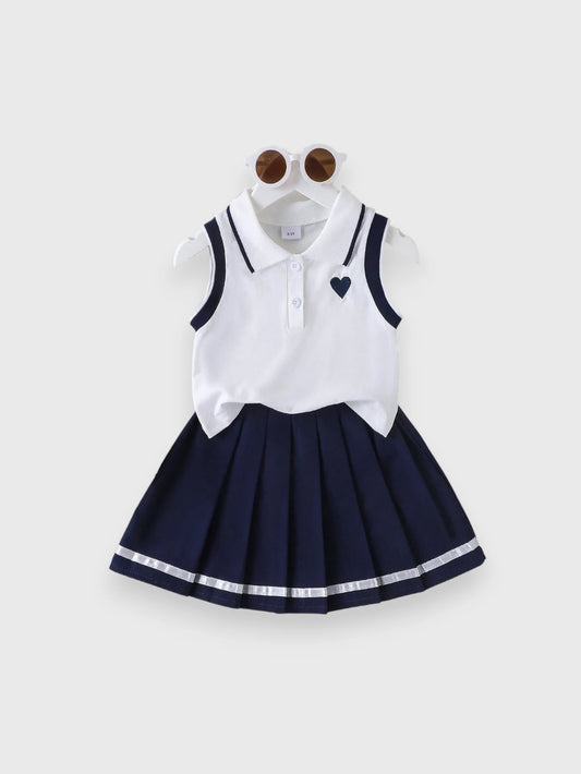 2 Pc Baby Girl Tennis Polo and Skirt Set