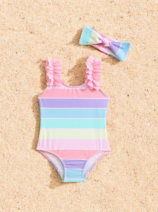 2 Pc Baby Girl Rainbow Swimsuit