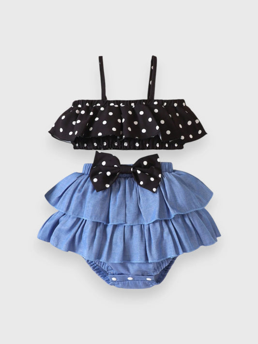 2 Pc Baby Girl Polka Dot Crop Cami Bloomers
