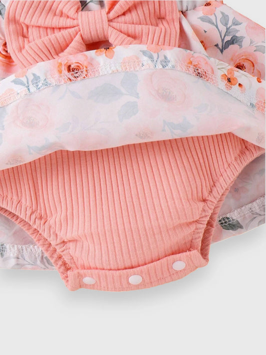 2 Pc Baby Girls Pink Roses Dress with Headband