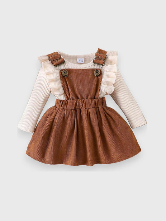 2 Pc Baby Girl Corduroy Overall Dress