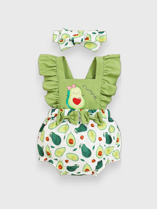2 Pc Baby Girl Ruffle Summer Avocado Set