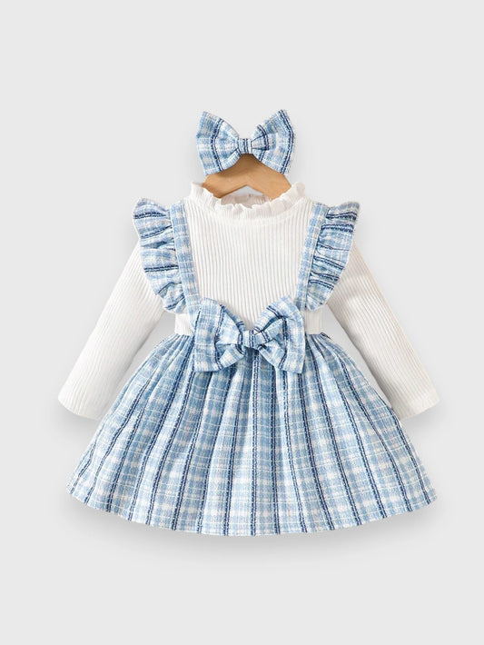 Baby Girl 2 in 1 Faux Tweed Overall Dress