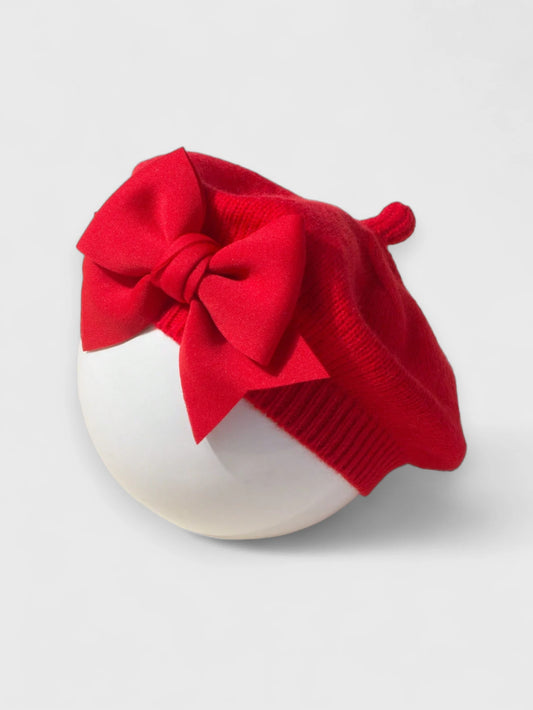 Baby Knitted Bow French Beret Hat