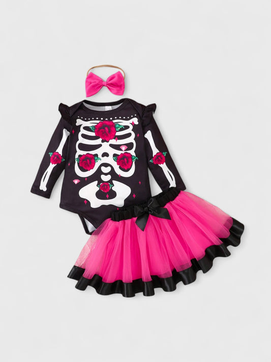 3 Pc Baby Girl Skeleton & Tutu Costume