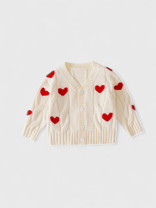 Girls Cable Knit Heart Sweater