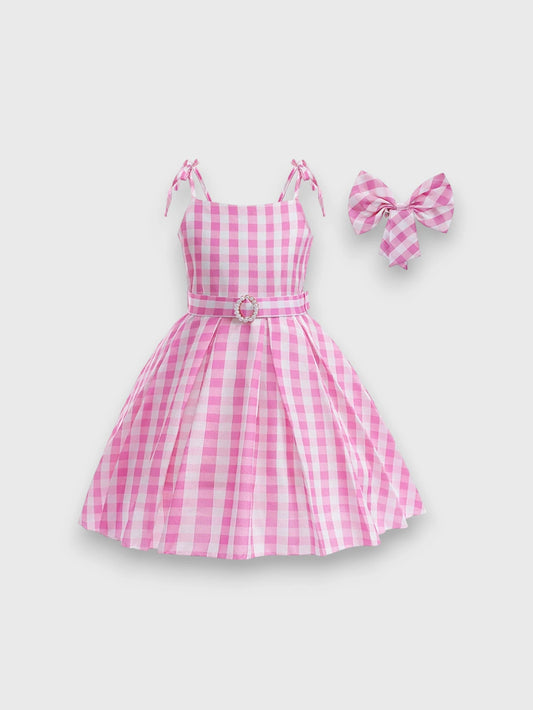 Girls Pink Gingham Dress Barbie Costume