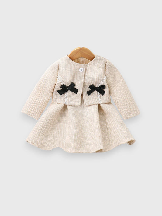 2 Pc Baby Girl Tweed Cardigan and Skirt Set