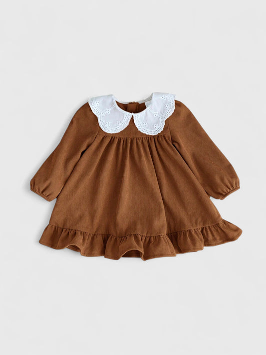 Baby Girl Scallop Collar Corduroy Dress
