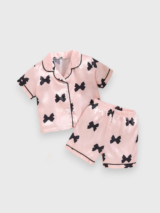 Baby Girl Bow Satin Pyjama Set