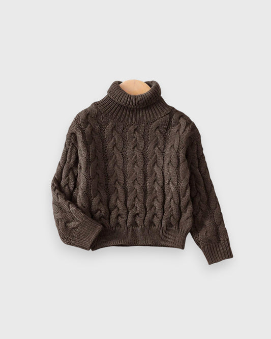 Baby Knitted Red Cable Turtle Neck Sweater