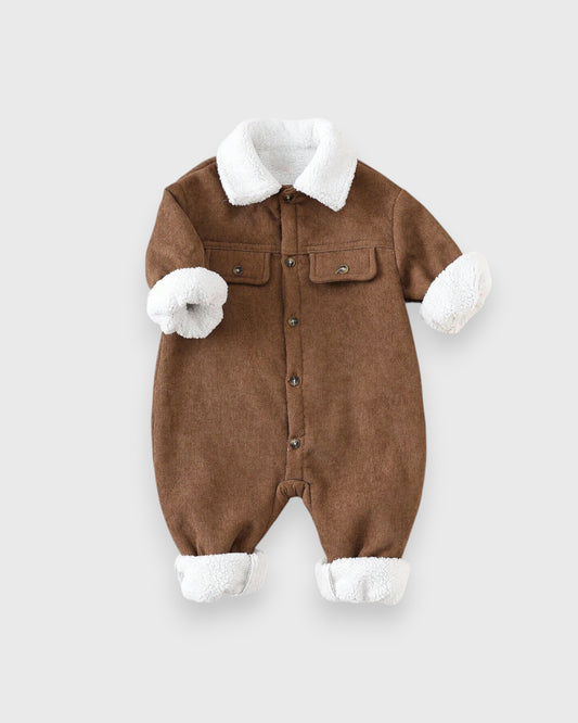 Baby Boy Fleece Lined Corduroy Romper