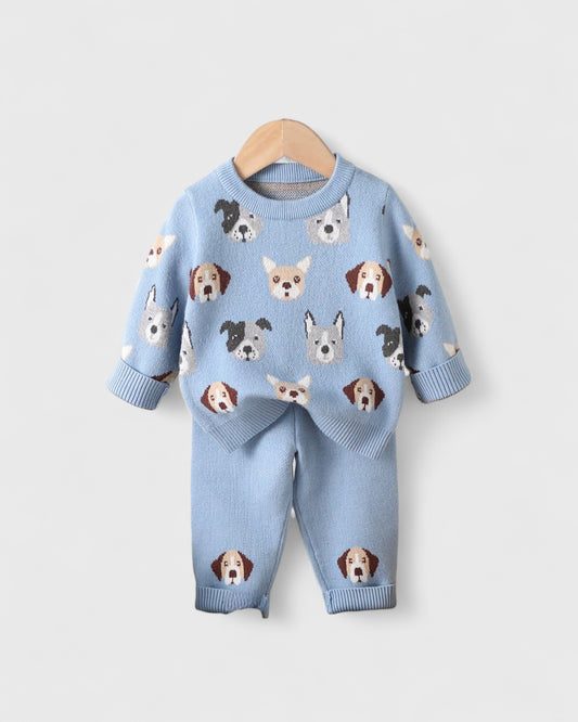 2 Pc Baby Boy Doggy Print Sweater Set