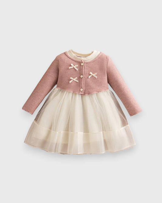 Baby Girl 2 in 1 Faux Cardi Tulle Dress