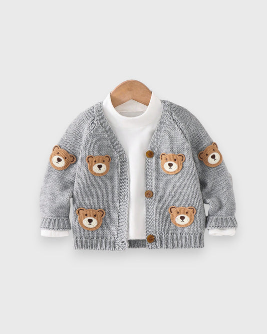 Baby Boy Bear Patch Knitted Cardigan